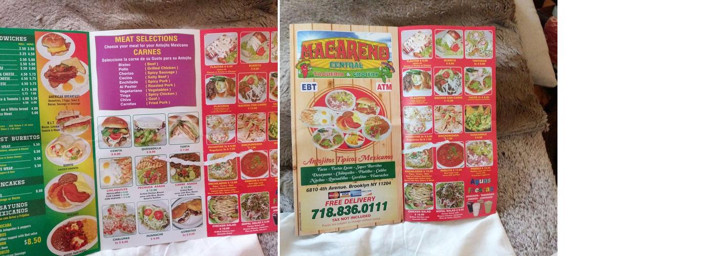 Macareno Central Menu
