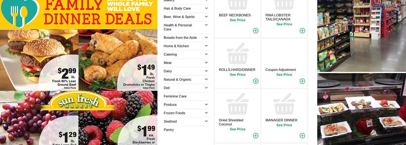 Sun Fresh Market Menu