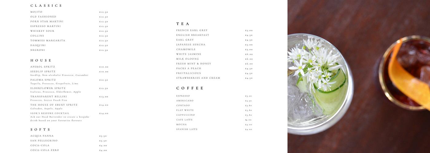 THE HOUSE BELGRAVIA Menu