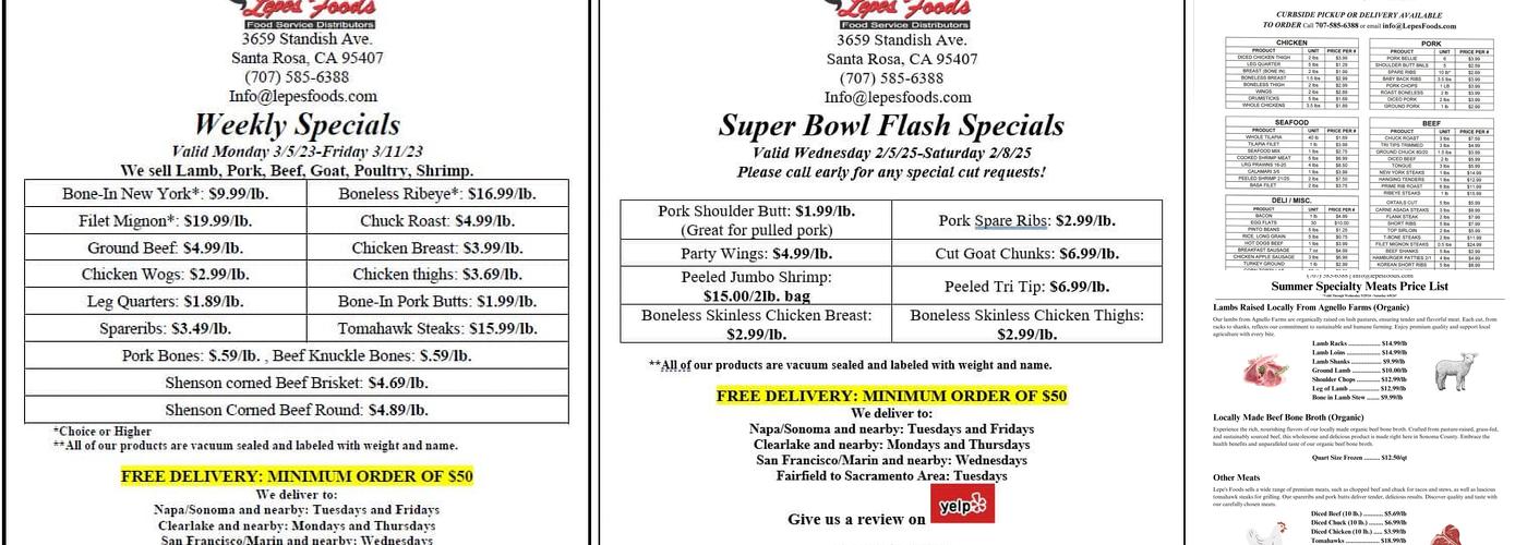 Lepe's Meat Co Menu