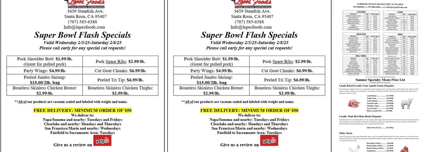 Lepe's Meat Co Menu