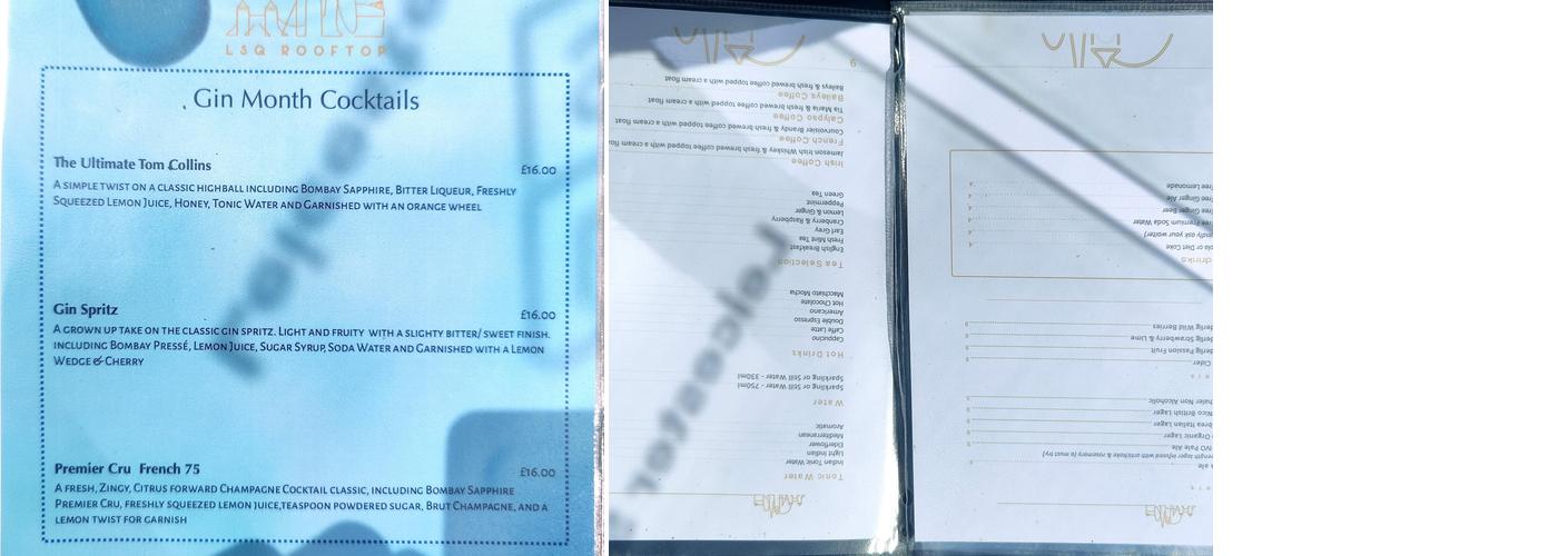LSQ Rooftop - Leicester Square Menu