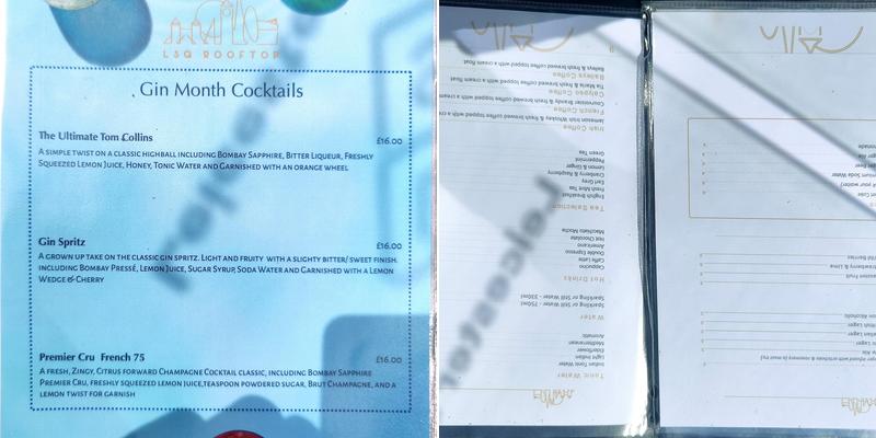 LSQ Rooftop - Leicester Square Menu