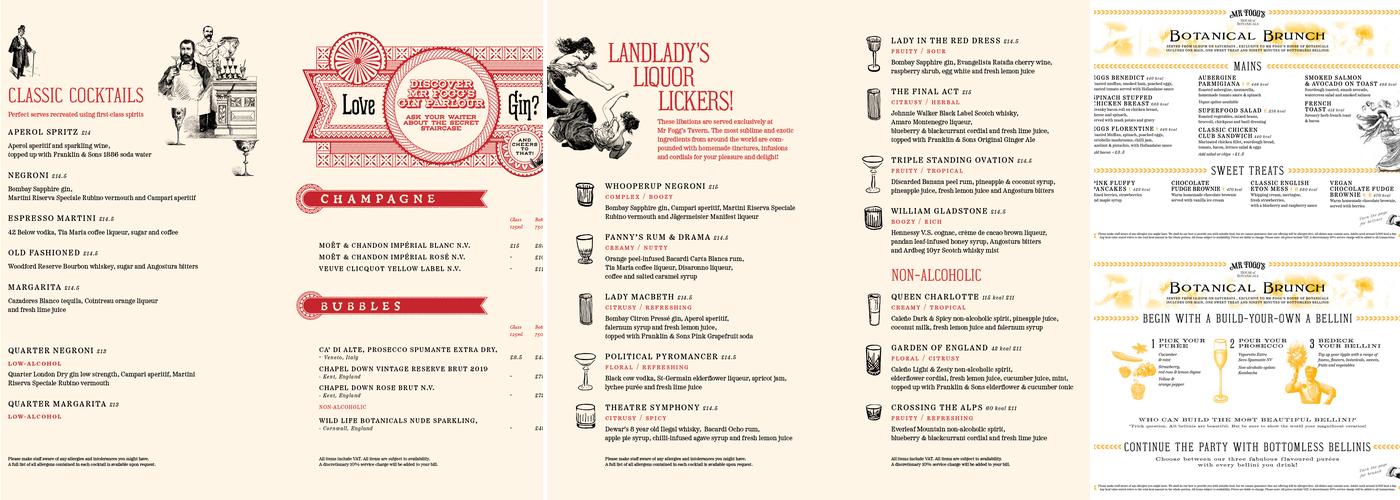 Mr Fogg's Tavern Menu