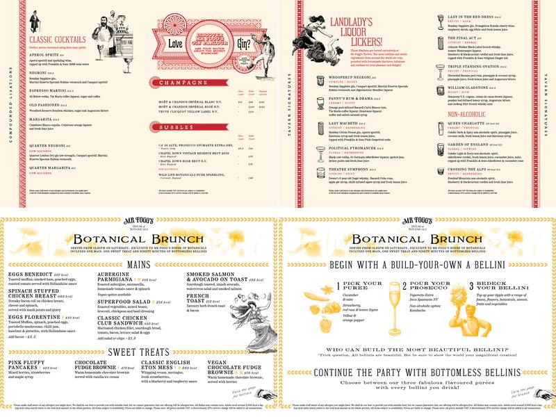 Mr Fogg's Tavern Menu