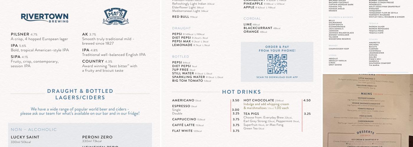 Horse & Guardsman Menu