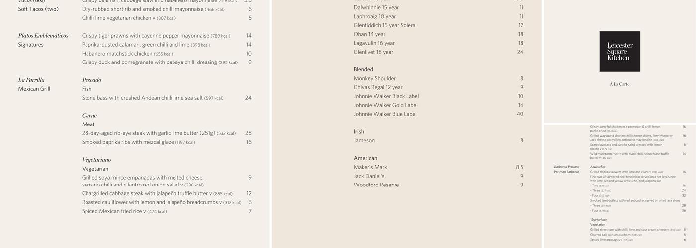 Leicester Square Kitchen Menu