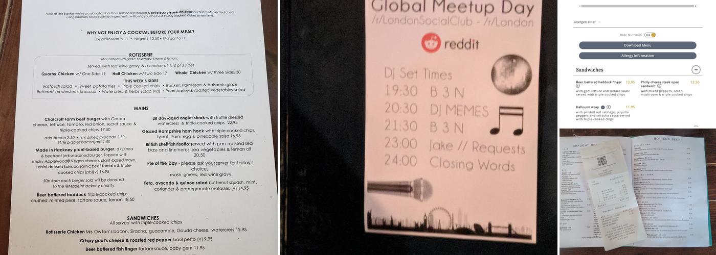 The Banker, EC4 Menu