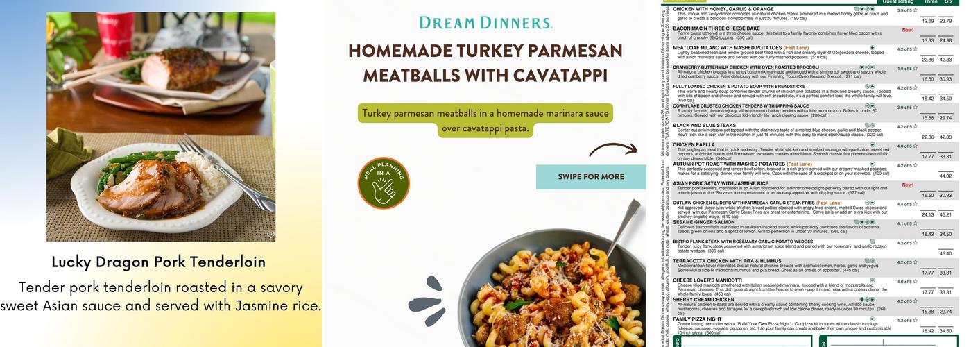 Dream Dinners Menu