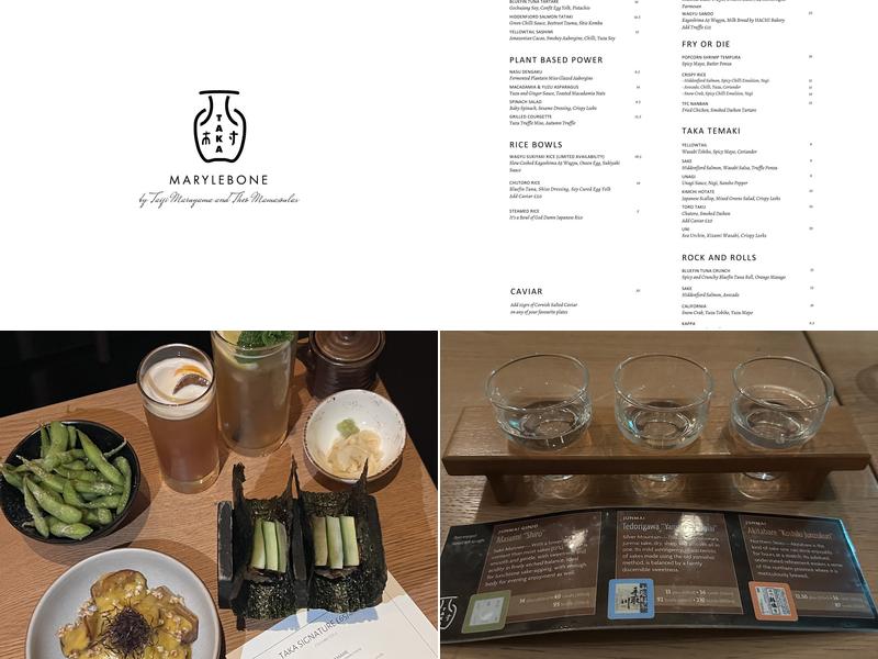 Taka Marylebone Menu