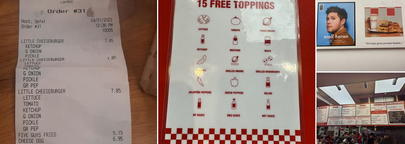 Five Guys Baker Street Menu