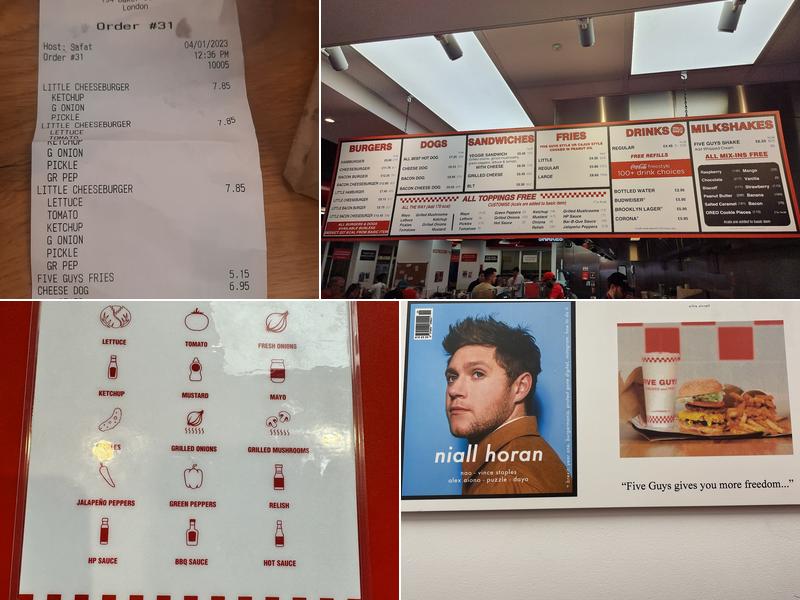 Five Guys Baker Street Menu