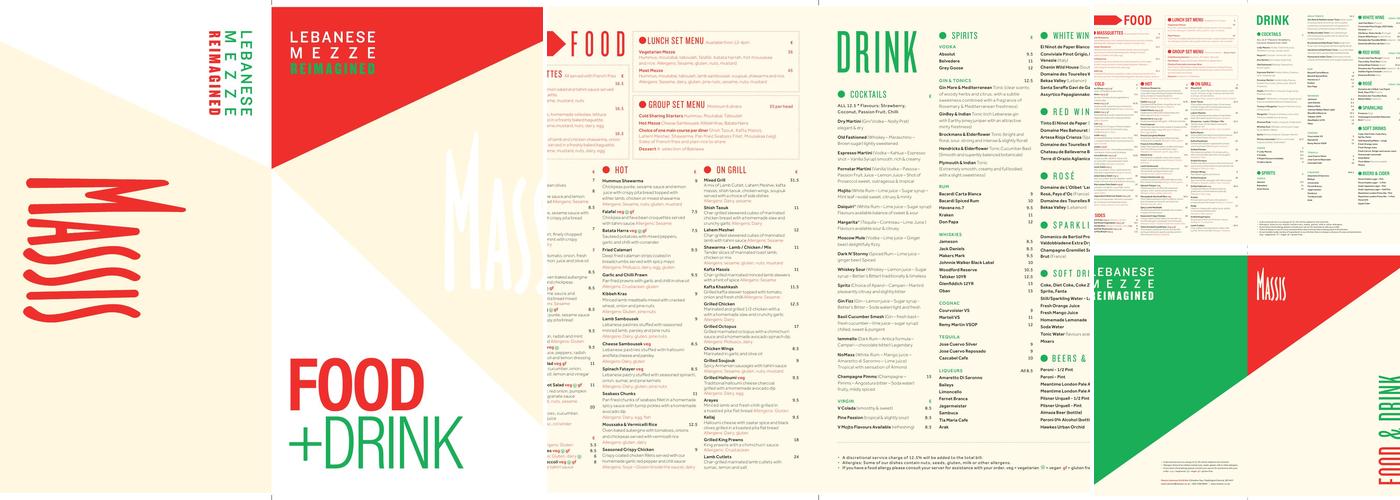 Massis Grill and Bar Menu