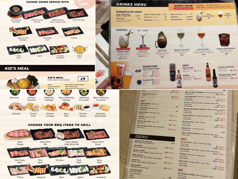 Kintan Japanese BBQ Oxford Circus Menu