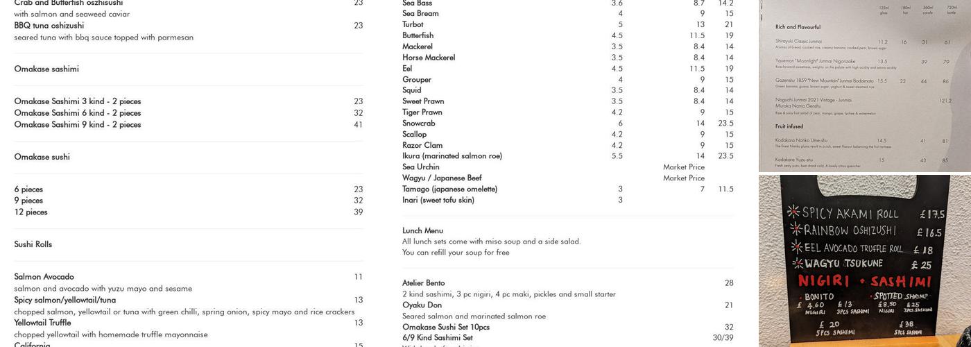 Sushi Atelier Menu