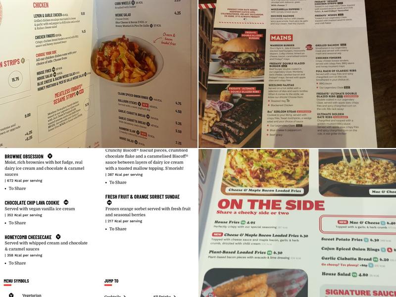 TGI Fridays - Meadowhall Menu