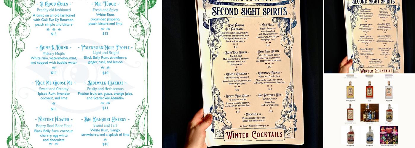 Second Sight Spirits Menu
