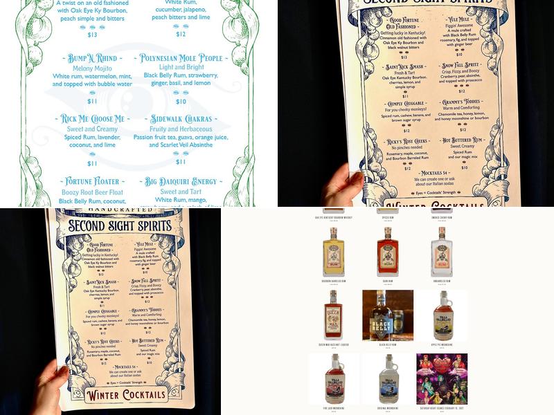 Second Sight Spirits Menu