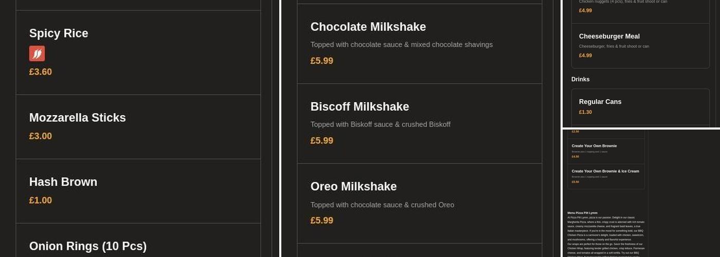 Pizza Pitt lymm Menu