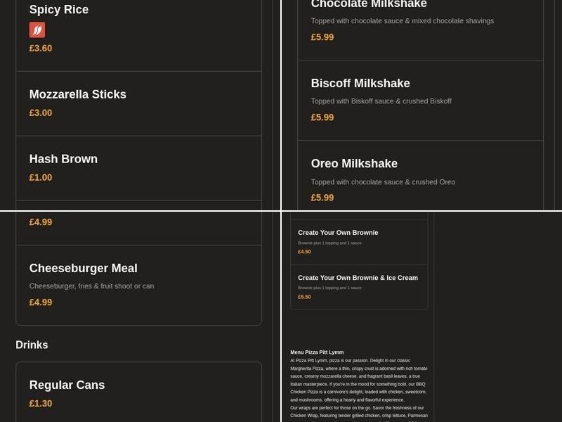 Pizza Pitt lymm Menu