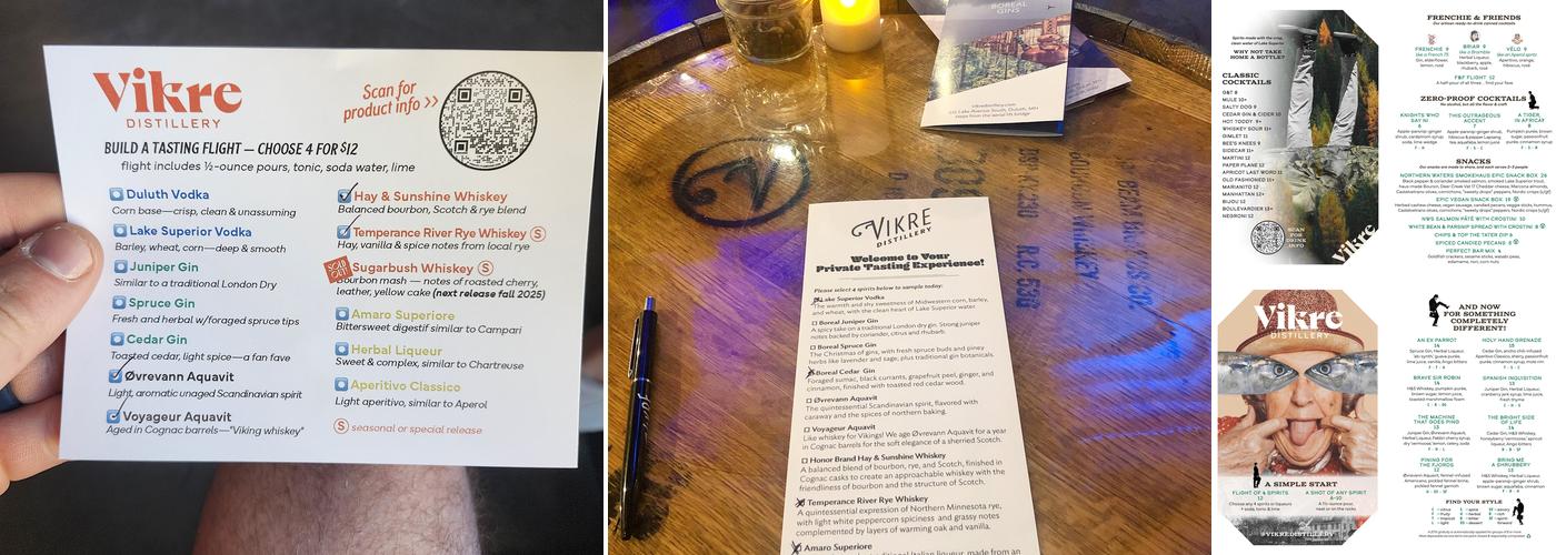 Vikre Distillery Menu