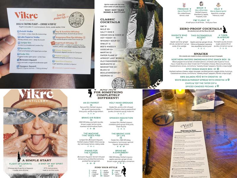 Vikre Distillery Menu