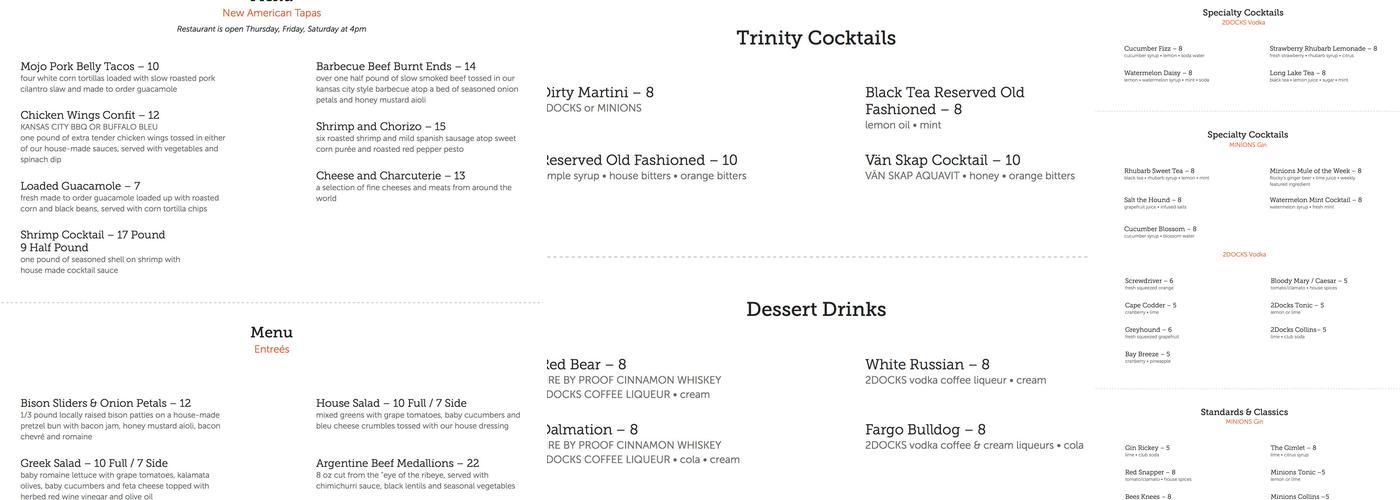 Proof Artisan Distillers Menu