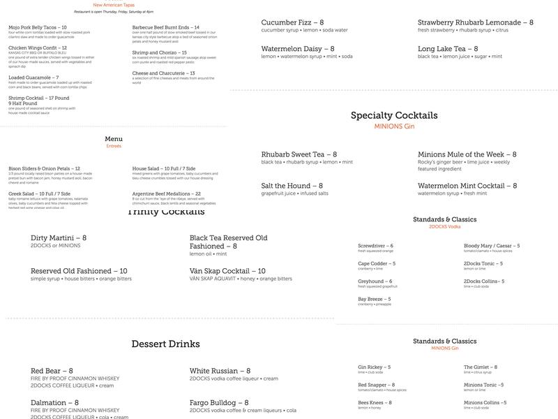 Proof Artisan Distillers Menu