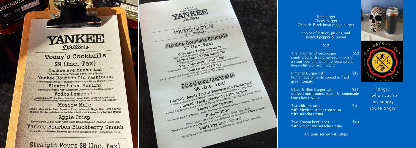 Yankee Distillers Menu