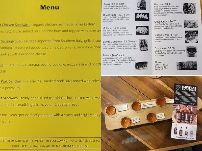 Broadslab Distillery LLC Menu