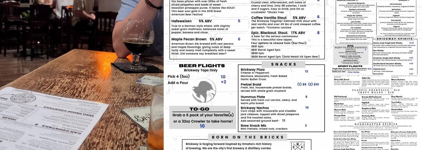 Brickway Brewery & Distillery Menu