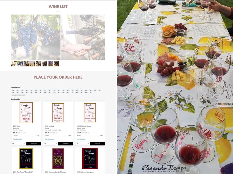 Pasando Tiempo Winery and Vineyards Menu