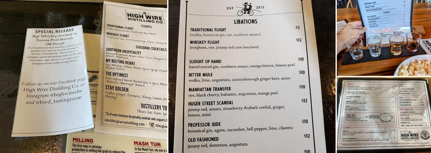 High Wire Distilling Menu