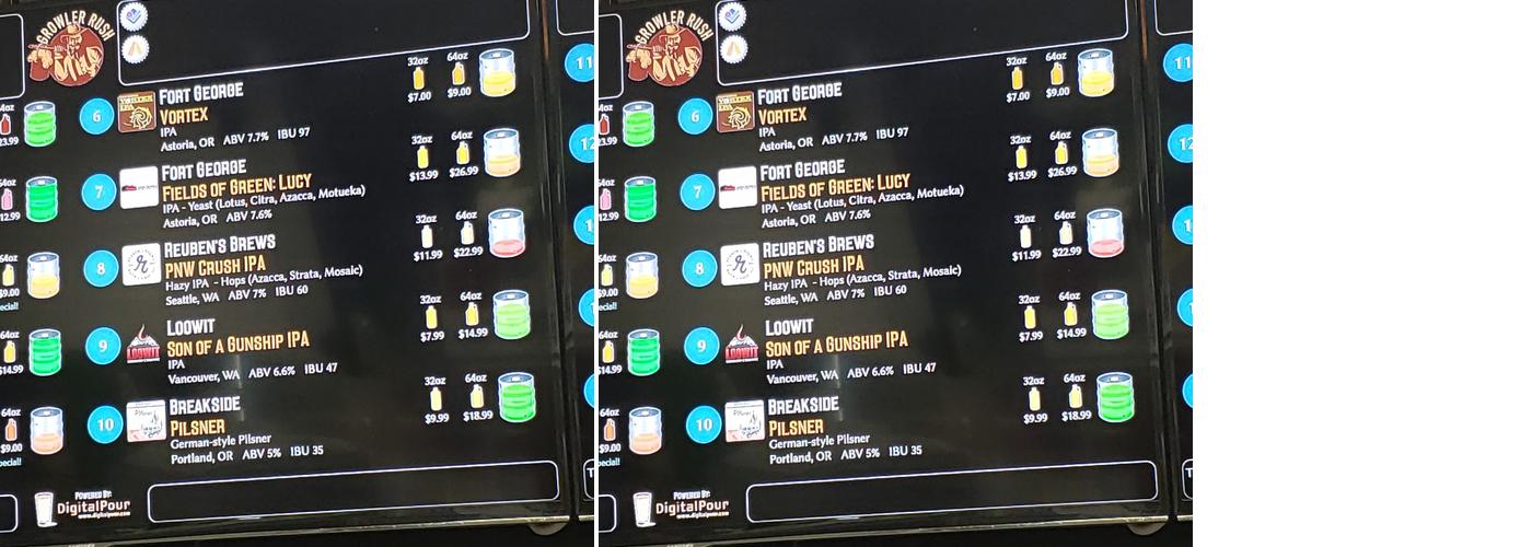 Growler Rush Menu