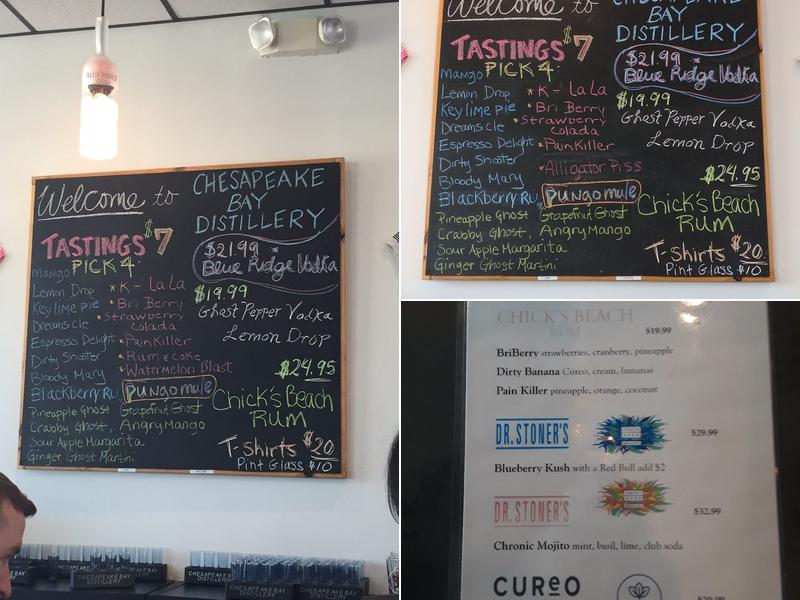 Chesapeake Bay Distillery Menu