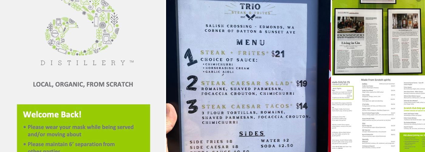 Scratch Distillery Menu