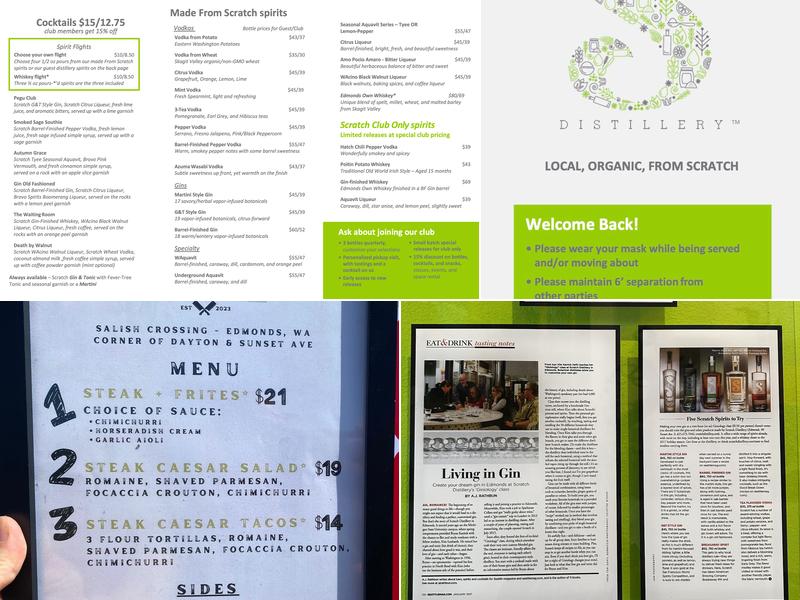 Scratch Distillery Menu
