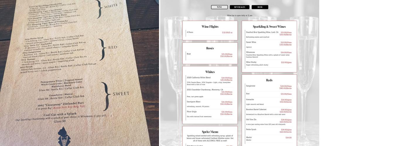 Witch Creek Winery Menu