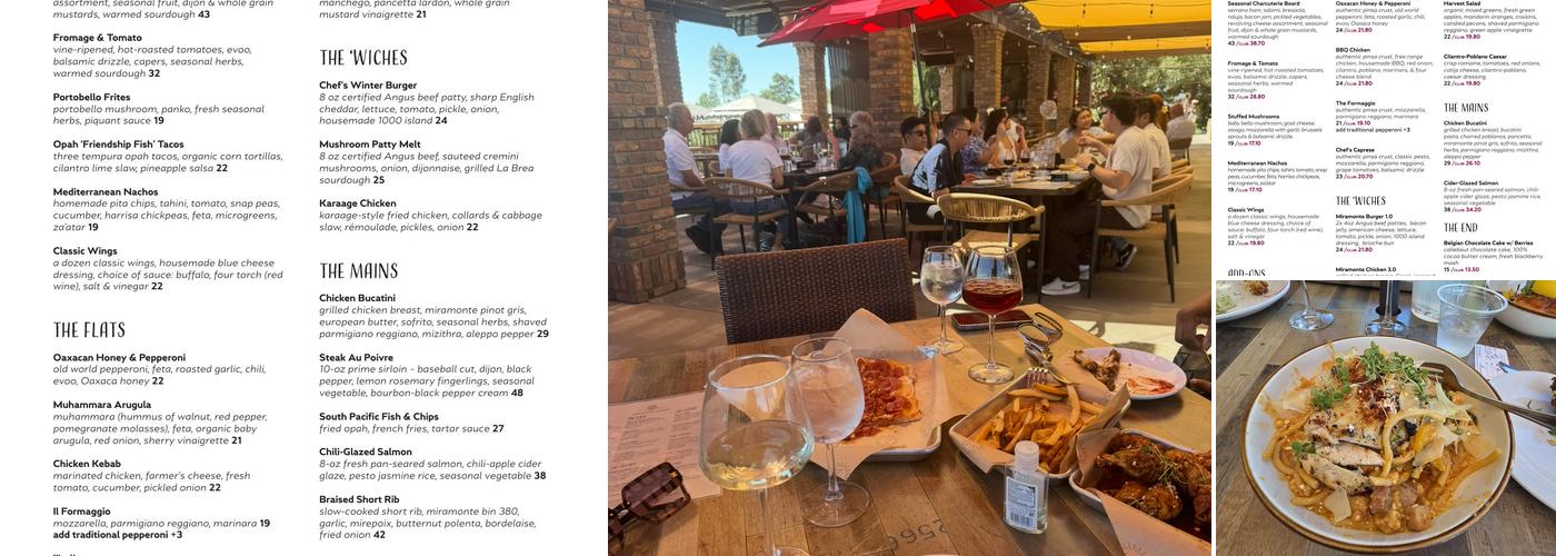 Miramonte Winery Menu