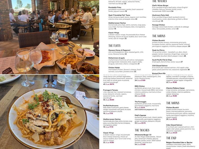 Miramonte Winery Menu