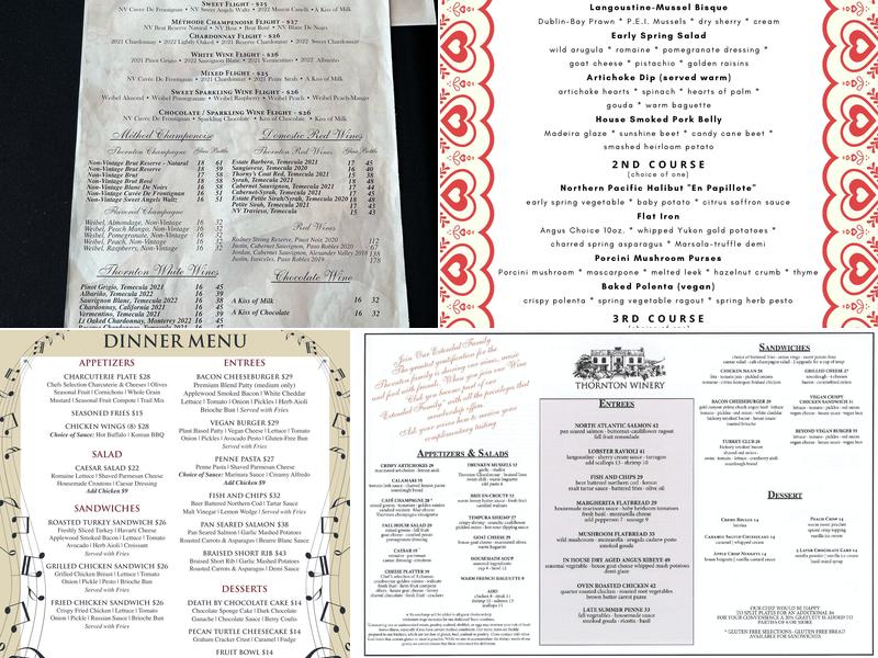 Thornton Winery Menu