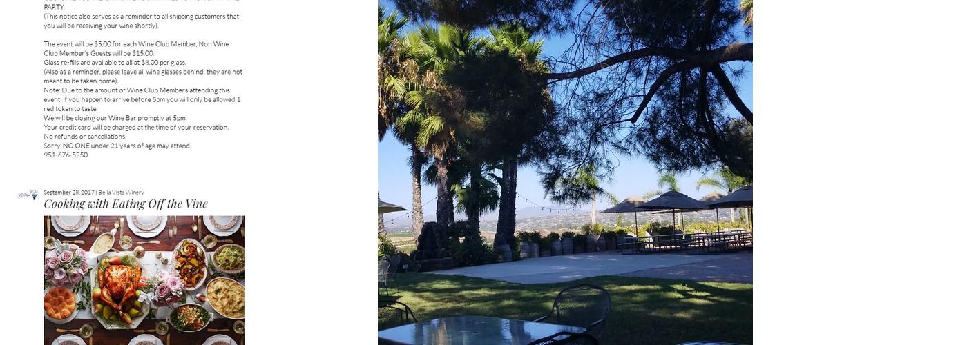 Bella Vista Winery at Cilurzo Vineyards Menu