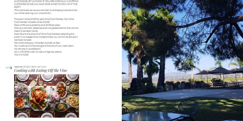 Bella Vista Winery at Cilurzo Vineyards Menu