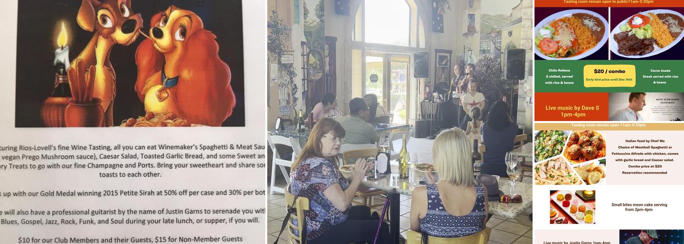 Rios-Lovell Winery Menu