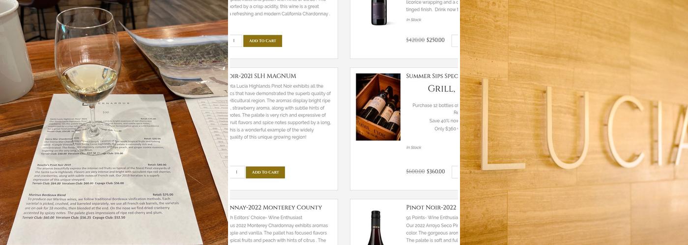 Bernardus Winery Menu