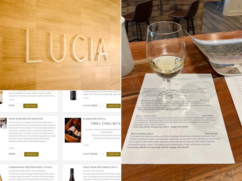 Bernardus Winery Menu