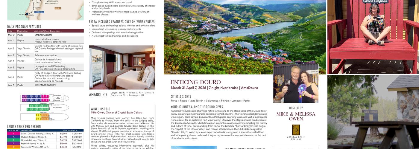 Crystal Basin Cellars Menu