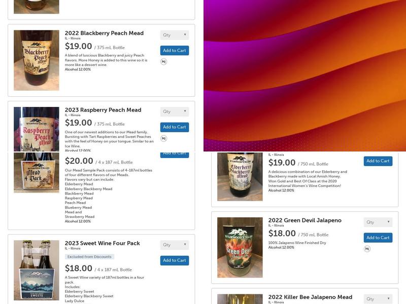 Wyldewood Cellars Illinois Menu