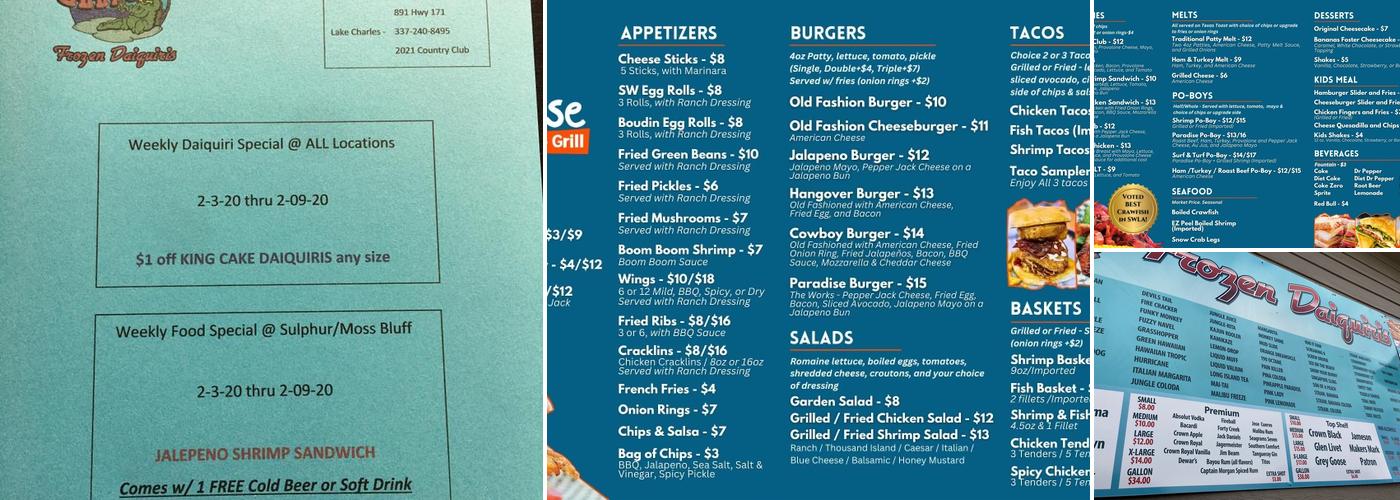 Paradise Daiquiris - Sulphur Menu