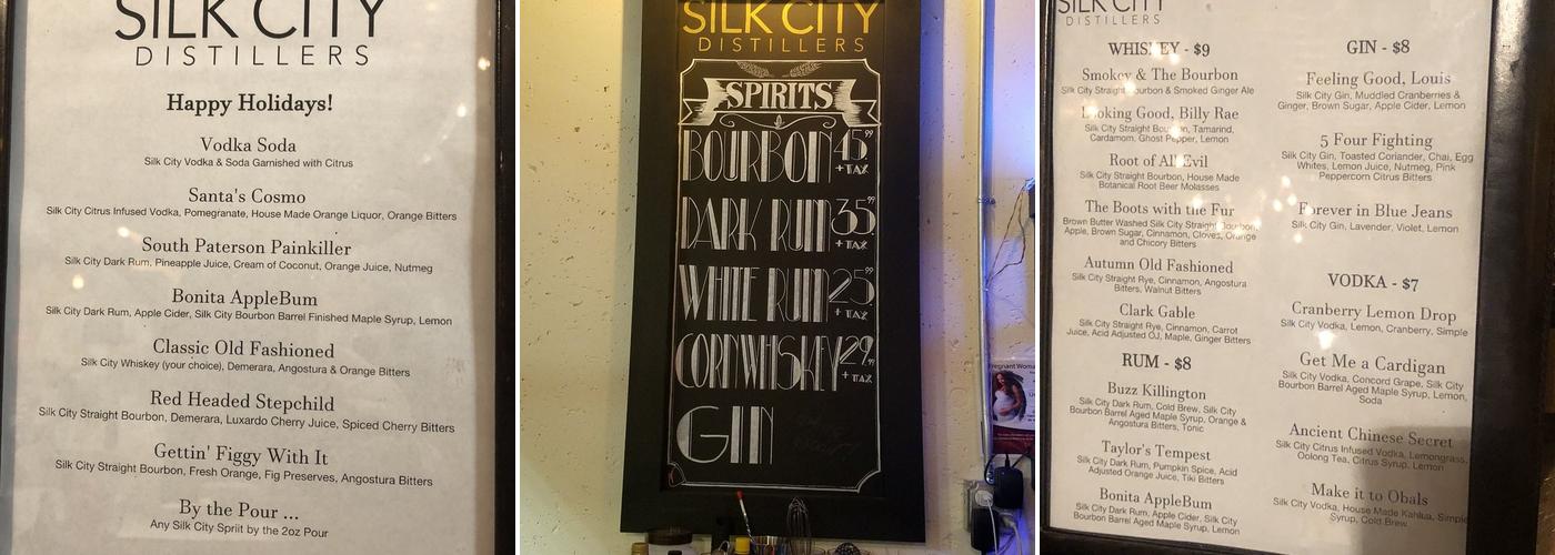 Silk City Distillers Menu